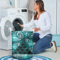Matariki New Zealand Laundry Basket NZ Niho Taniwha Maori New Year Cyan Galaxy LT14 - Polynesian Pride