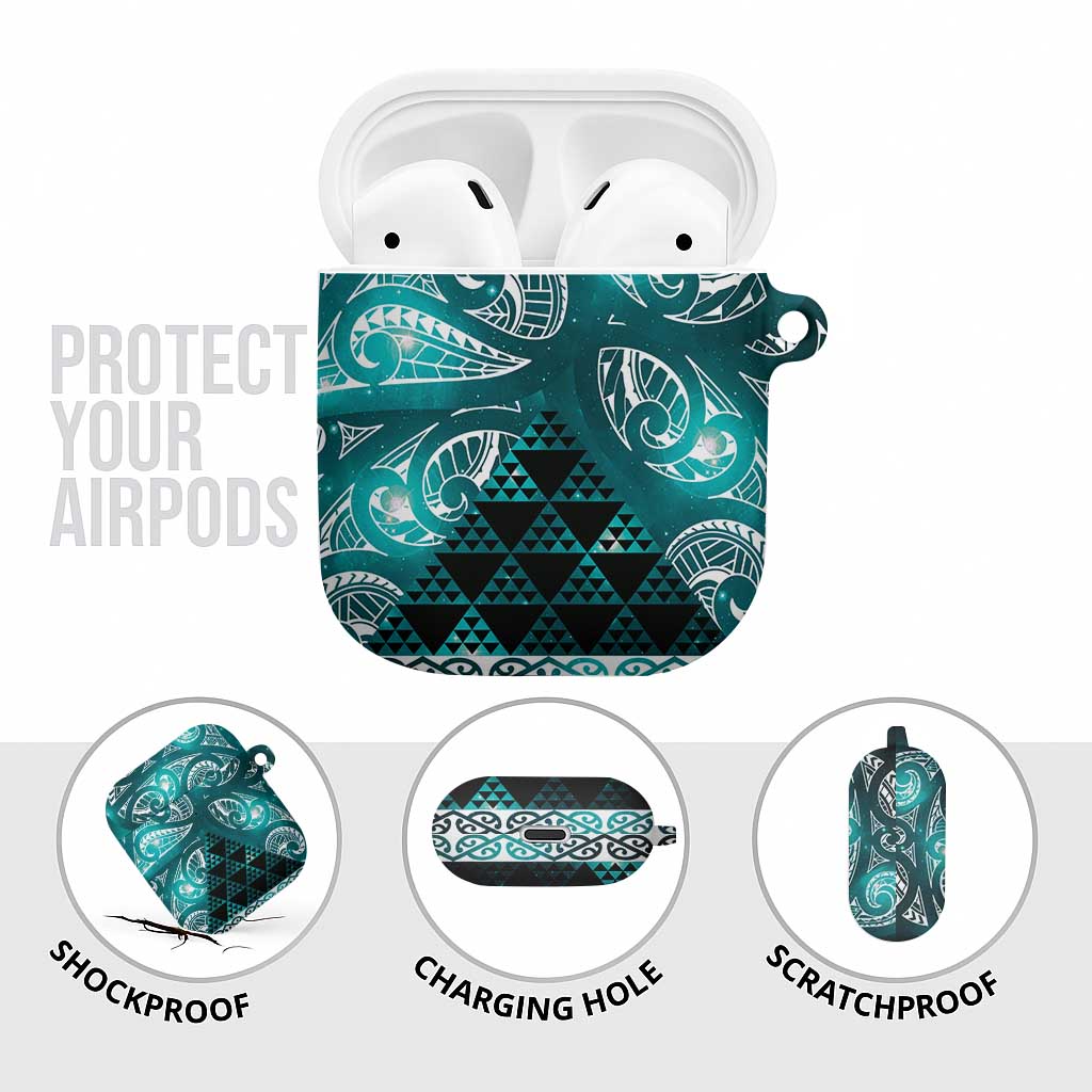 Matariki New Zealand AirPods Case NZ Niho Taniwha Maori New Year Cyan Galaxy LT14 - Polynesian Pride