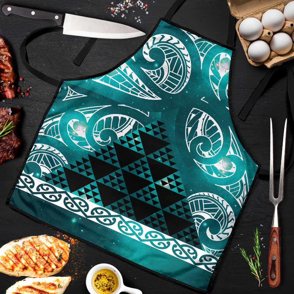 Matariki New Zealand Apron NZ Niho Taniwha Maori New Year Cyan Galaxy LT14 Cyan - Polynesian Pride