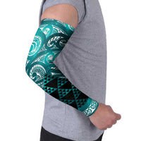 Matariki New Zealand Arm Sleeves NZ Niho Taniwha Maori New Year Cyan Galaxy LT14 - Polynesian Pride