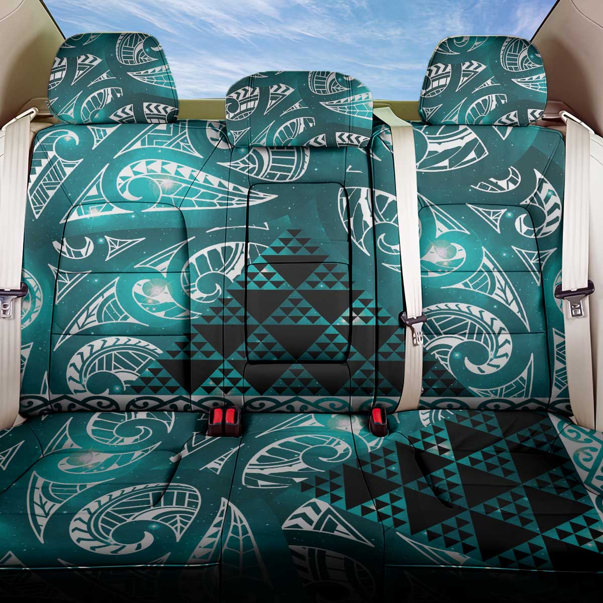Matariki New Zealand Back Car Seat Cover NZ Niho Taniwha Maori New Year Cyan Galaxy