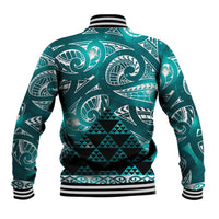 Matariki New Zealand Baseball Jacket NZ Niho Taniwha Maori New Year Cyan Galaxy LT14 - Polynesian Pride