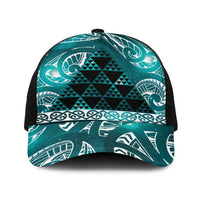 Matariki New Zealand Baseball Net Cap NZ Niho Taniwha Maori New Year Cyan Galaxy LT14 One Size Black Cyan - Polynesian Pride