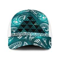 Matariki New Zealand Baseball Net Cap NZ Niho Taniwha Maori New Year Cyan Galaxy LT14 One Size White Cyan - Polynesian Pride