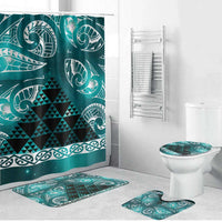 Matariki New Zealand Bathroom Set NZ Niho Taniwha Maori New Year Cyan Galaxy LT14 Bathroom Set (4 pcs) Cyan - Polynesian Pride
