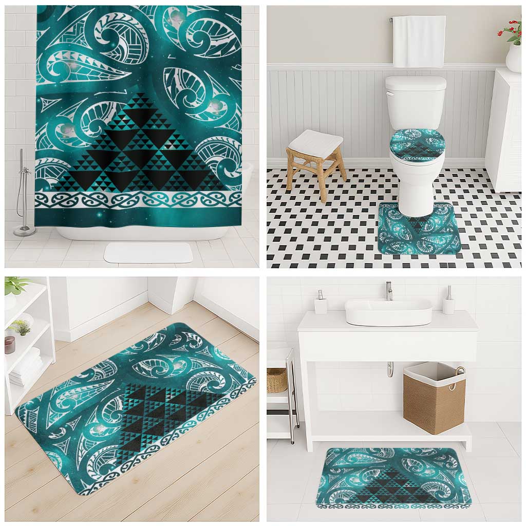 Matariki New Zealand Bathroom Set NZ Niho Taniwha Maori New Year Cyan Galaxy LT14 - Polynesian Pride