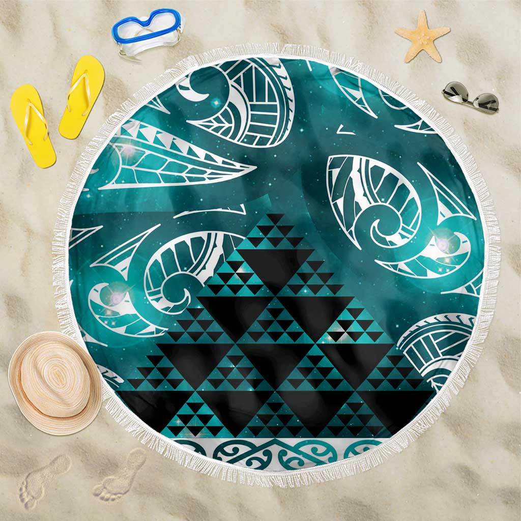Matariki New Zealand Beach Blanket NZ Niho Taniwha Maori New Year Cyan Galaxy LT14 One Size 150cm Cyan - Polynesian Pride