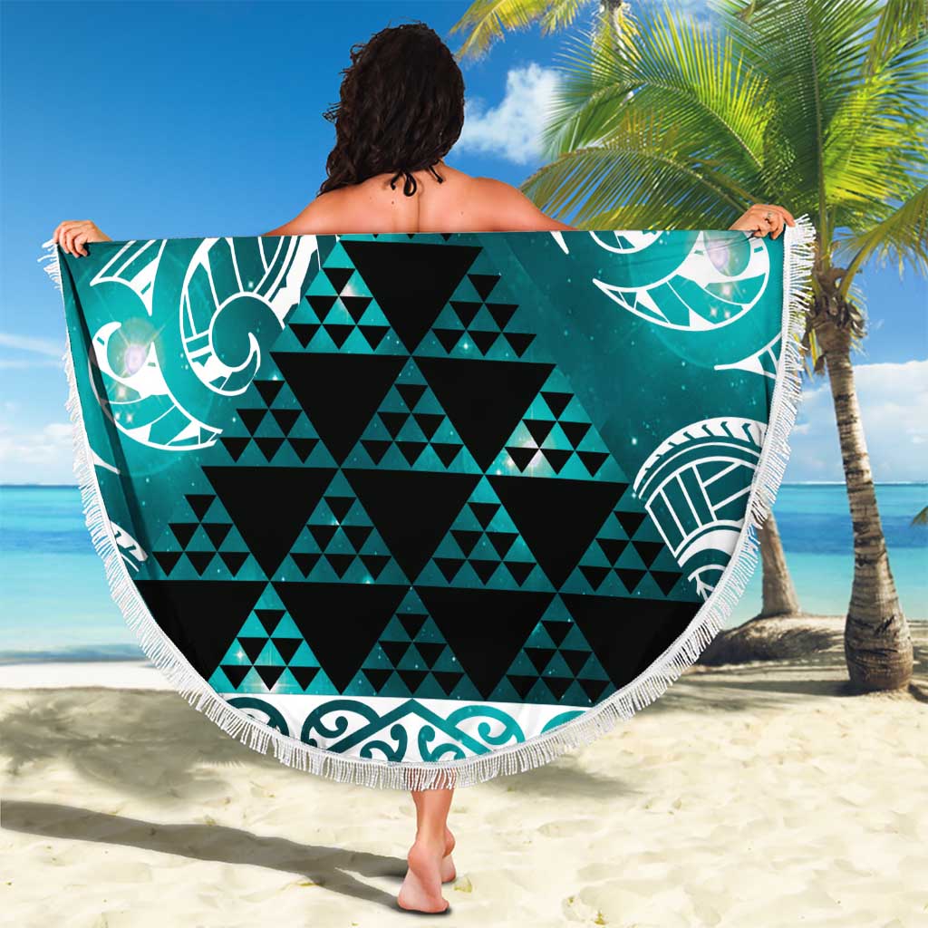 Matariki New Zealand Beach Blanket NZ Niho Taniwha Maori New Year Cyan Galaxy LT14 - Polynesian Pride