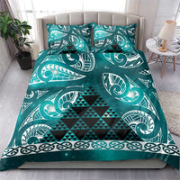 Matariki New Zealand Bedding Set NZ Niho Taniwha Maori New Year Cyan Galaxy LT14 - Polynesian Pride