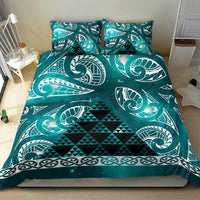 Matariki New Zealand Bedding Set NZ Niho Taniwha Maori New Year Cyan Galaxy LT14 - Polynesian Pride