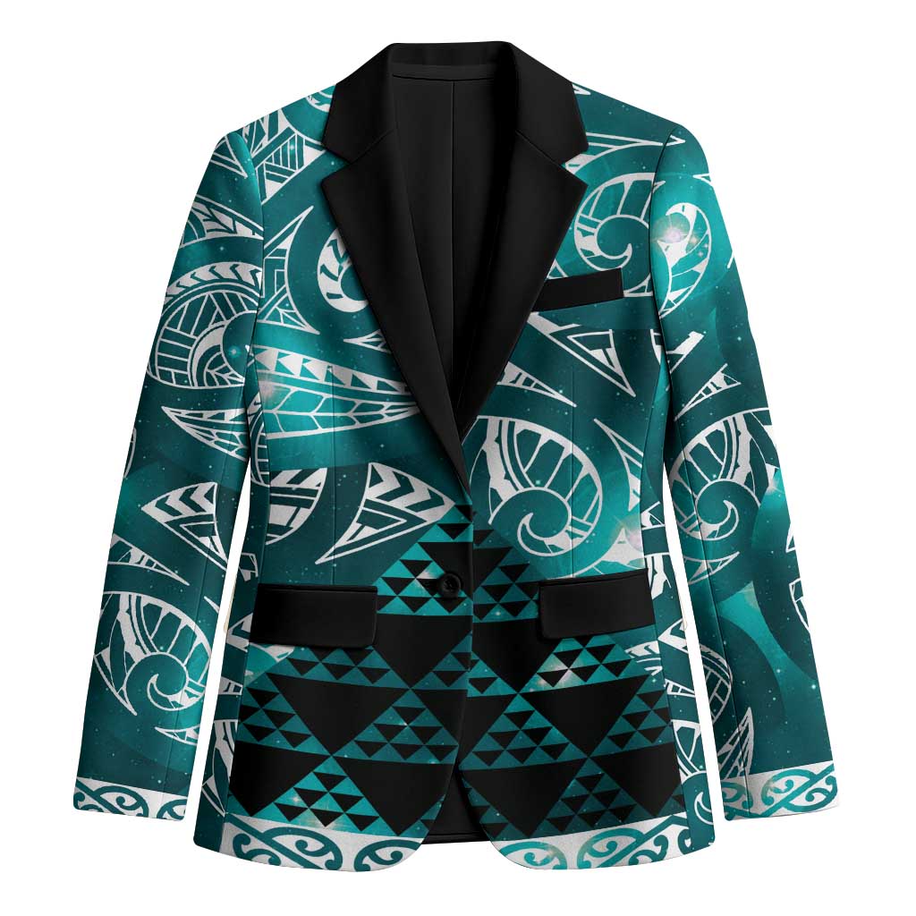 Matariki New Zealand Blazer NZ Niho Taniwha Maori New Year Cyan Galaxy LT14 Unisex Cyan - Polynesian Pride