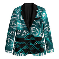 Matariki New Zealand Blazer NZ Niho Taniwha Maori New Year Cyan Galaxy LT14 Unisex Cyan - Polynesian Pride