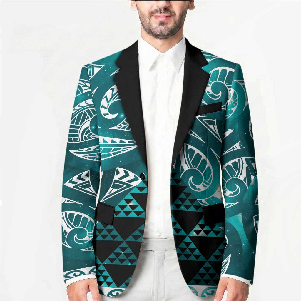 Matariki New Zealand Blazer NZ Niho Taniwha Maori New Year Cyan Galaxy LT14 - Polynesian Pride