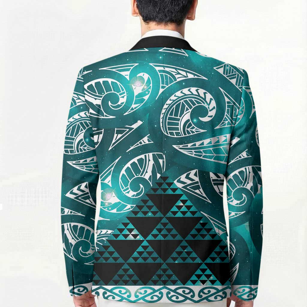 Matariki New Zealand Blazer NZ Niho Taniwha Maori New Year Cyan Galaxy LT14 - Polynesian Pride