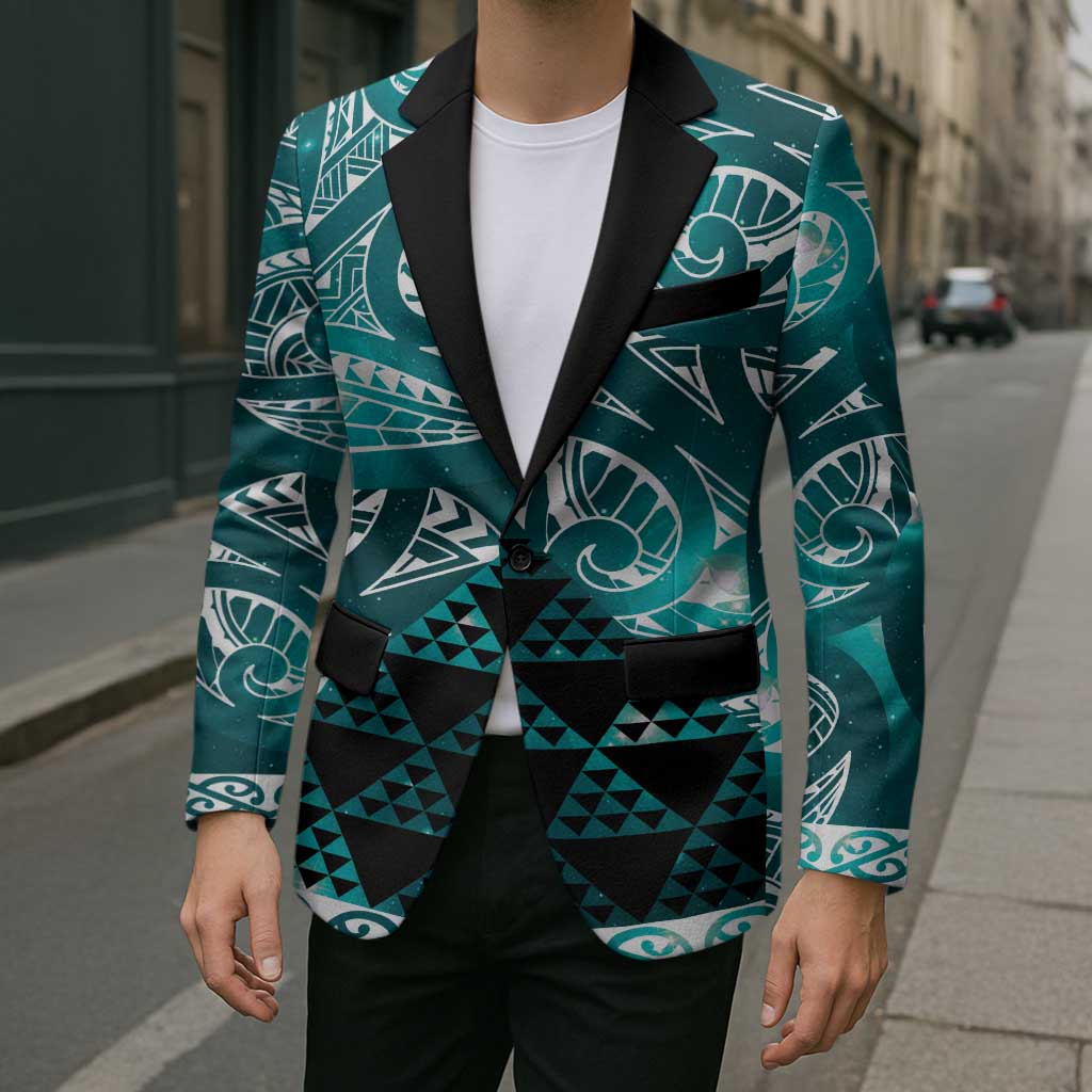 Matariki New Zealand Blazer NZ Niho Taniwha Maori New Year Cyan Galaxy LT14 - Polynesian Pride