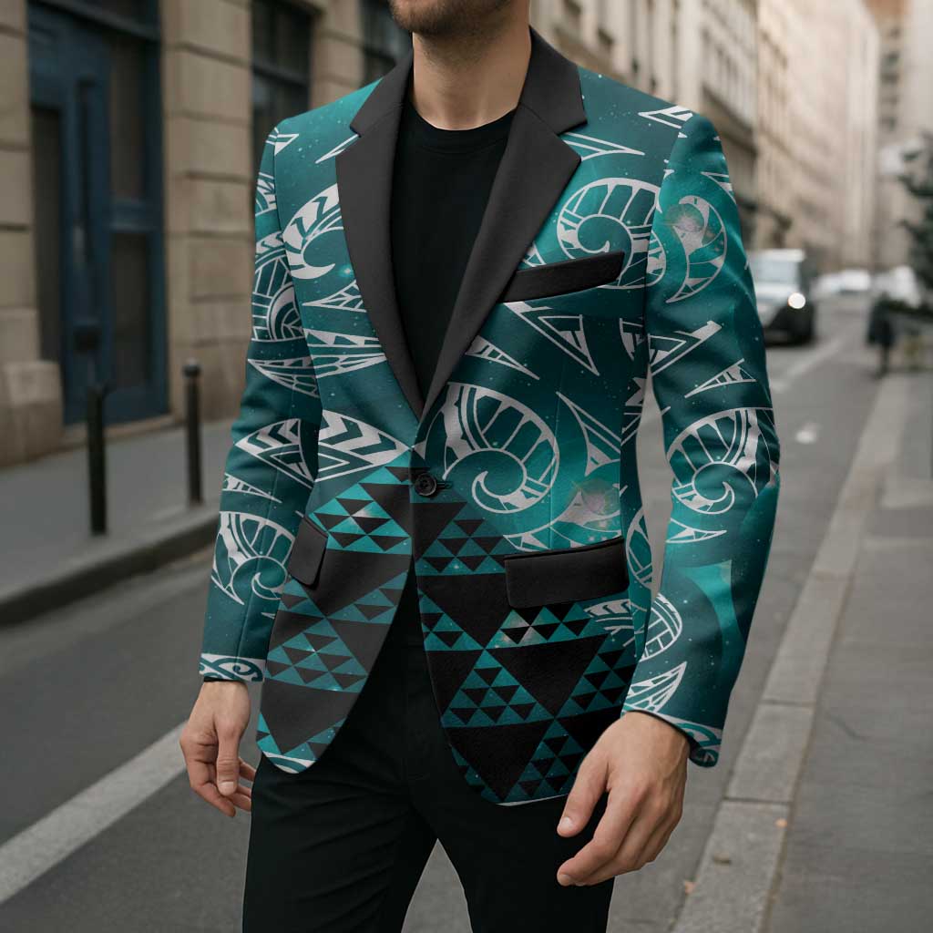 Matariki New Zealand Blazer NZ Niho Taniwha Maori New Year Cyan Galaxy LT14 - Polynesian Pride