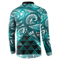 Matariki New Zealand Button Sweatshirt NZ Niho Taniwha Maori New Year Cyan Galaxy LT14 - Polynesian Pride
