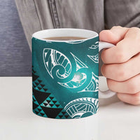 Matariki New Zealand Ceramic Mug NZ Niho Taniwha Maori New Year Cyan Galaxy LT14 - Polynesian Pride