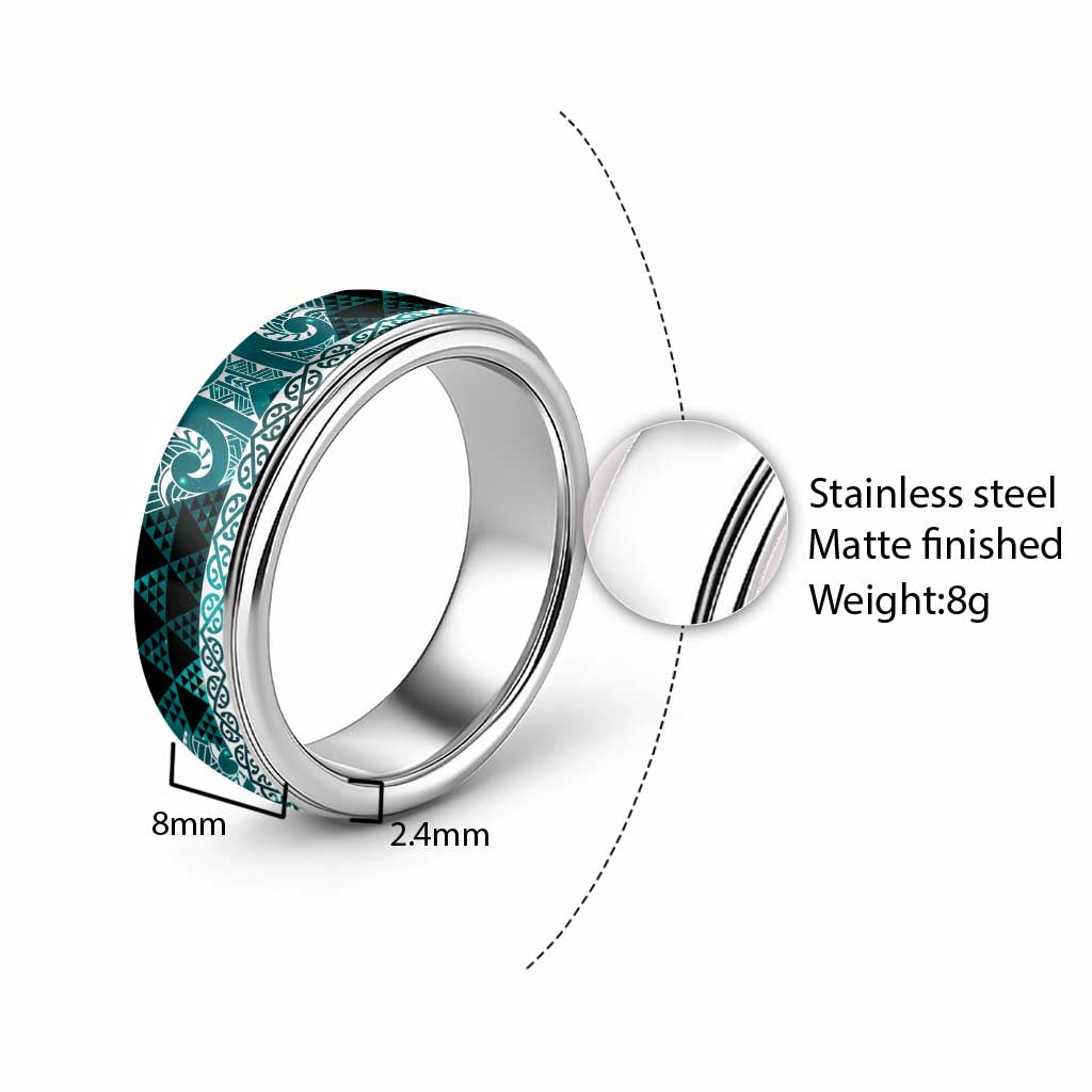 Matariki New Zealand Classic Ring NZ Niho Taniwha Maori New Year Cyan Galaxy LT14 - Polynesian Pride