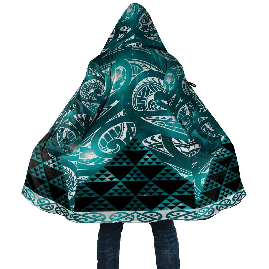 Matariki New Zealand Cloak NZ Niho Taniwha Maori New Year Cyan Galaxy LT14 Unisex Cyan - Polynesian Pride