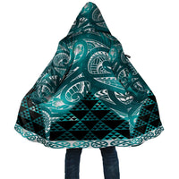Matariki New Zealand Cloak NZ Niho Taniwha Maori New Year Cyan Galaxy LT14 Unisex Cyan - Polynesian Pride