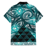 Matariki New Zealand Family Matching Off The Shoulder Long Sleeve Dress and Hawaiian Shirt NZ Niho Taniwha Maori New Year Cyan Galaxy