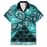 Matariki New Zealand Family Matching Puletasi and Hawaiian Shirt NZ Niho Taniwha Maori New Year Cyan Galaxy