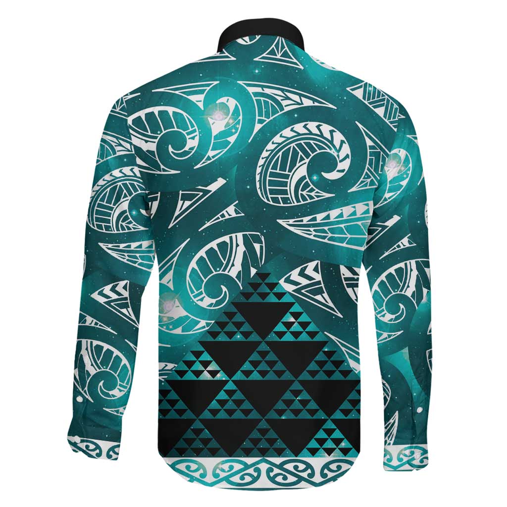 Matariki New Zealand Family Matching Puletasi and Hawaiian Shirt NZ Niho Taniwha Maori New Year Cyan Galaxy