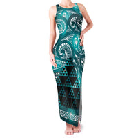 Matariki New Zealand Family Matching Tank Maxi Dress and Hawaiian Shirt NZ Niho Taniwha Maori New Year Cyan Galaxy