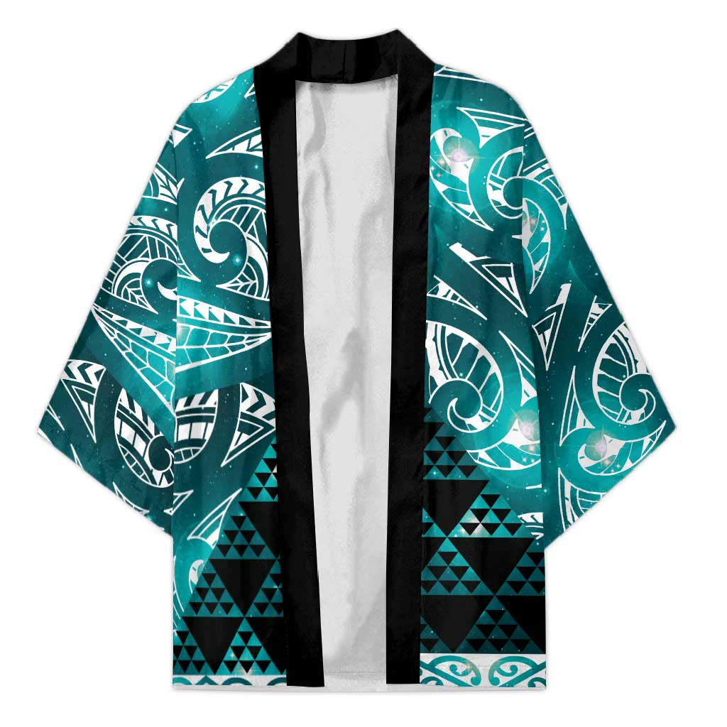 Matariki New Zealand Kimono NZ Niho Taniwha Maori New Year Cyan Galaxy