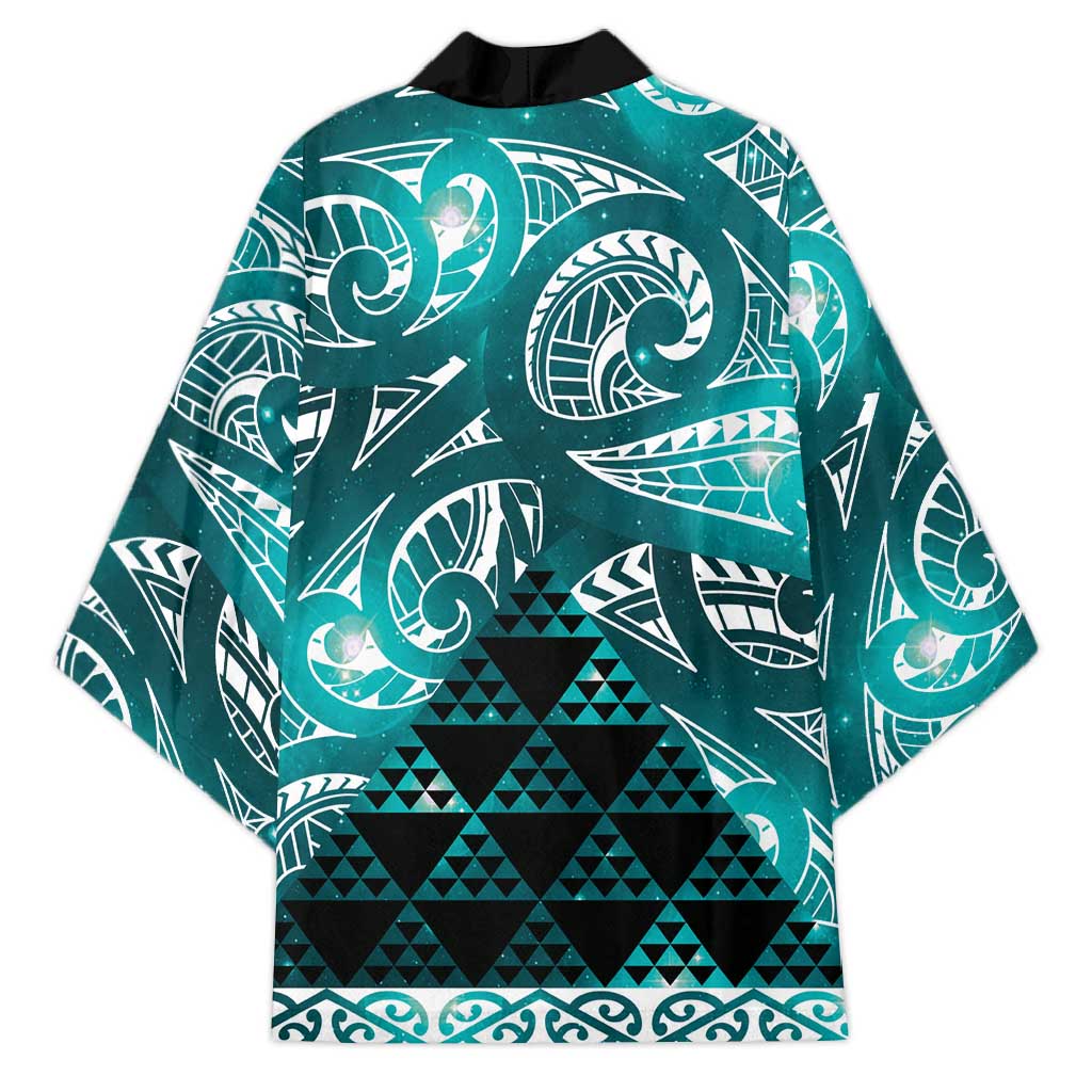 Matariki New Zealand Kimono NZ Niho Taniwha Maori New Year Cyan Galaxy