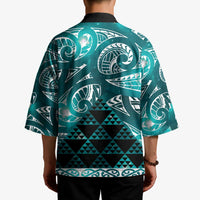 Matariki New Zealand Kimono NZ Niho Taniwha Maori New Year Cyan Galaxy