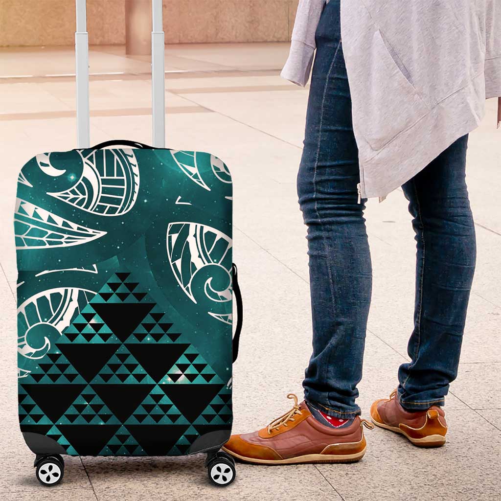 Matariki New Zealand Luggage Cover NZ Niho Taniwha Maori New Year Cyan Galaxy LT14 Cyan - Polynesian Pride