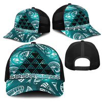 Matariki New Zealand Mesh Trucker Cap NZ Niho Taniwha Maori New Year Cyan Galaxy LT14 - Polynesian Pride