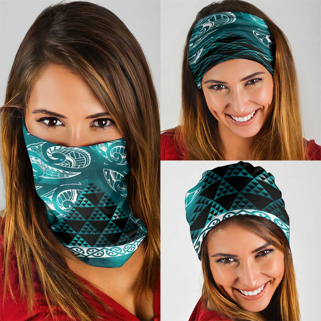 Matariki New Zealand Neck Gaiter NZ Niho Taniwha Maori New Year Cyan Galaxy LT14 - Polynesian Pride