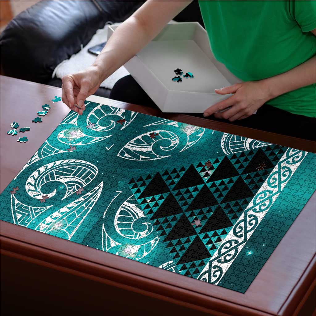 Matariki New Zealand Puzzle NZ Niho Taniwha Maori New Year Cyan Galaxy LT14 - Polynesian Pride