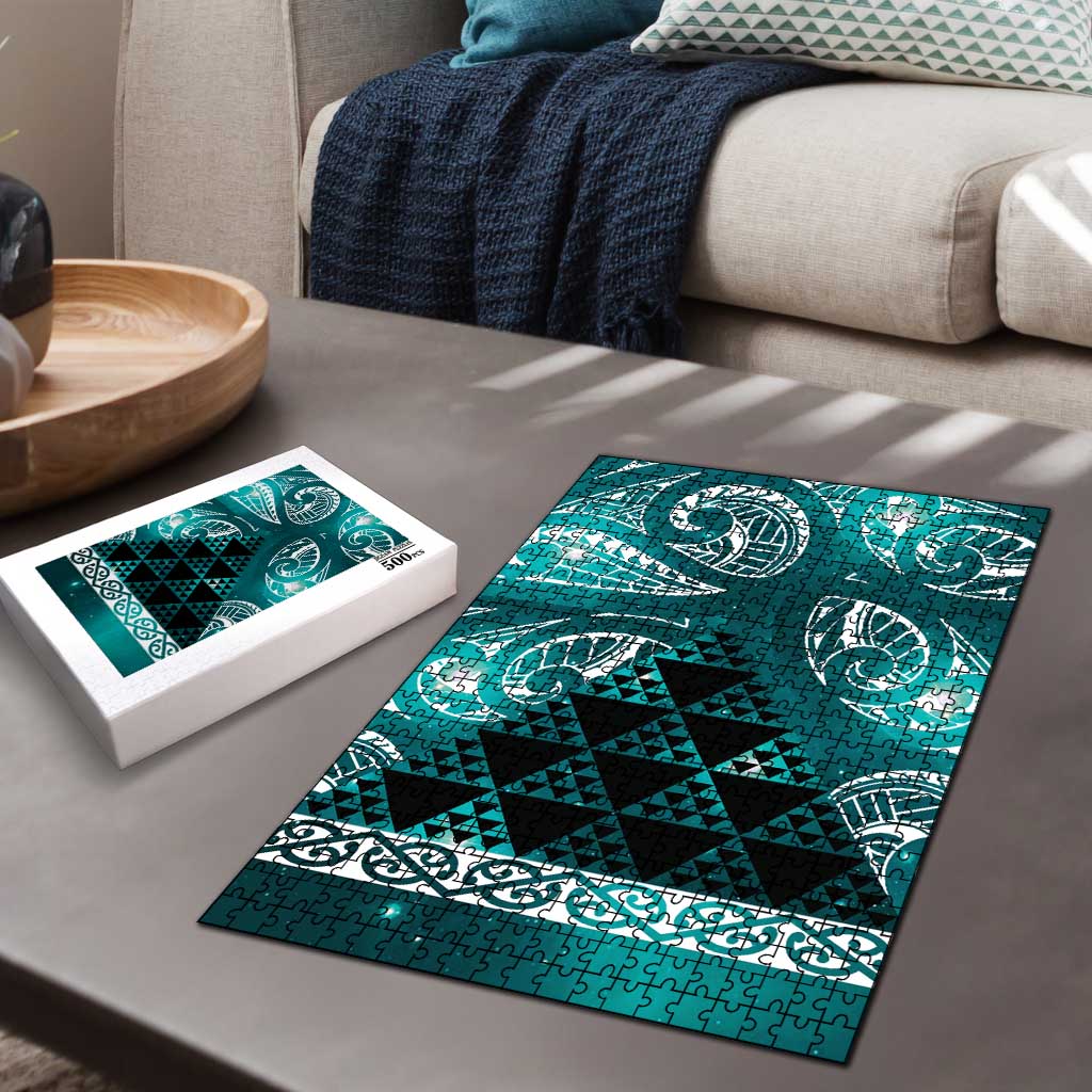 Matariki New Zealand Puzzle NZ Niho Taniwha Maori New Year Cyan Galaxy LT14 - Polynesian Pride