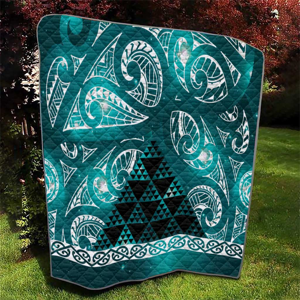 Matariki New Zealand Quilt NZ Niho Taniwha Maori New Year Cyan Galaxy