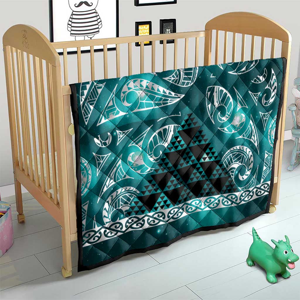 Matariki New Zealand Quilt NZ Niho Taniwha Maori New Year Cyan Galaxy