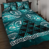 Matariki New Zealand Quilt Bed Set NZ Niho Taniwha Maori New Year Cyan Galaxy LT14 Cyan - Polynesian Pride