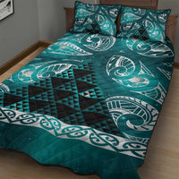 Matariki New Zealand Quilt Bed Set NZ Niho Taniwha Maori New Year Cyan Galaxy LT14 - Polynesian Pride
