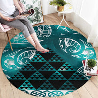 Matariki New Zealand Round Carpet NZ Niho Taniwha Maori New Year Cyan Galaxy LT14 - Polynesian Pride