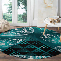 Matariki New Zealand Round Carpet NZ Niho Taniwha Maori New Year Cyan Galaxy LT14 - Polynesian Pride
