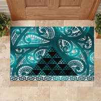 Matariki New Zealand Rubber Doormat NZ Niho Taniwha Maori New Year Cyan Galaxy LT14 Cyan - Polynesian Pride
