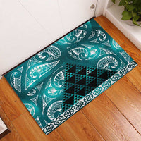 Matariki New Zealand Rubber Doormat NZ Niho Taniwha Maori New Year Cyan Galaxy LT14 - Polynesian Pride