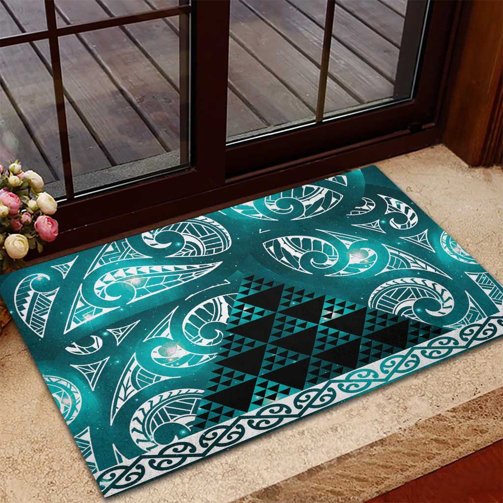 Matariki New Zealand Rubber Doormat NZ Niho Taniwha Maori New Year Cyan Galaxy LT14 - Polynesian Pride