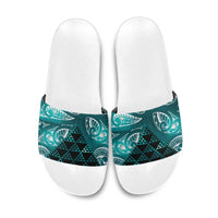Matariki New Zealand Slide Sandals NZ Niho Taniwha Maori New Year Cyan Galaxy LT14 Cyan - Polynesian Pride