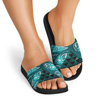 Matariki New Zealand Slide Sandals NZ Niho Taniwha Maori New Year Cyan Galaxy LT14 - Polynesian Pride