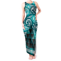 Matariki New Zealand Tank Maxi Dress NZ Niho Taniwha Maori New Year Cyan Galaxy