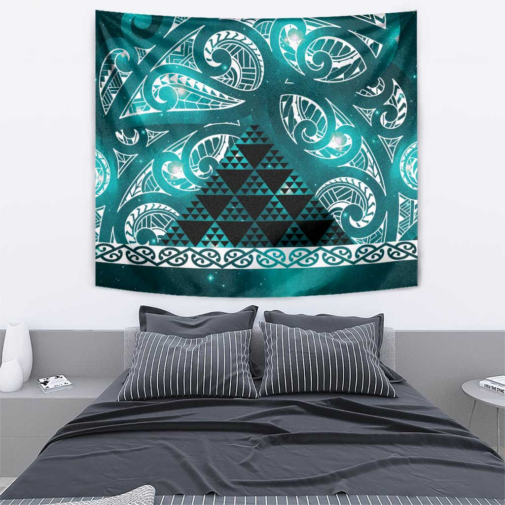 Matariki New Zealand Tapestry NZ Niho Taniwha Maori New Year Cyan Galaxy LT14 - Polynesian Pride